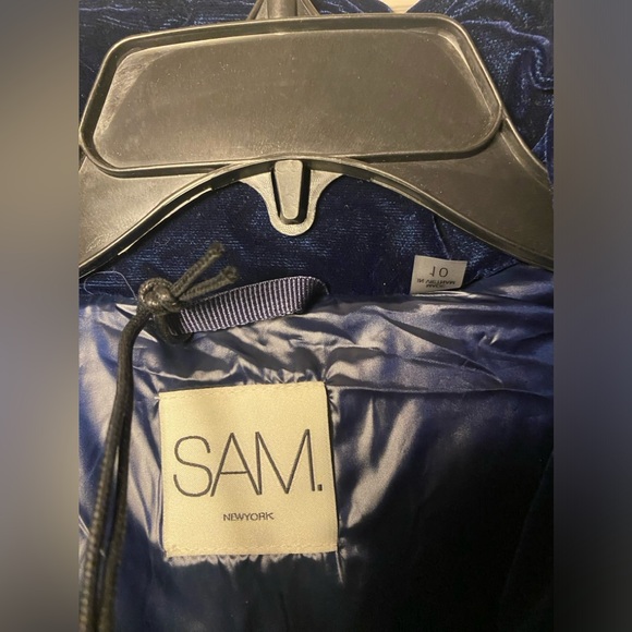 NWT SAM Girls Sophia Velvet Down Jacket in Blue - Picture 6 of 7